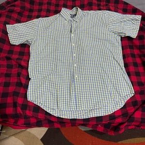 Ralph Lauren Polo Shirt Adult XL Green and Yello Plaid Button Up Blake Shirt Men